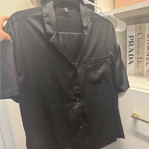 Express Black Satin Pajama Top